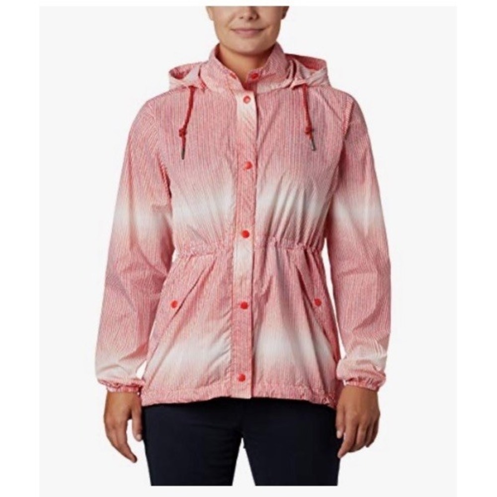 Columbia Women's Gable Island Jacket Red Ombre Hooded Snap‎ Front Medium NWOT